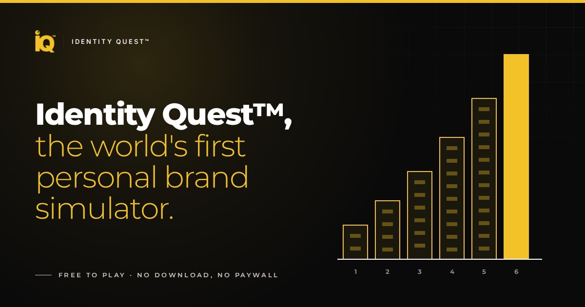 Identity Quest™, the world's first personal brand simulator, beside the six tiers of the Skyline.